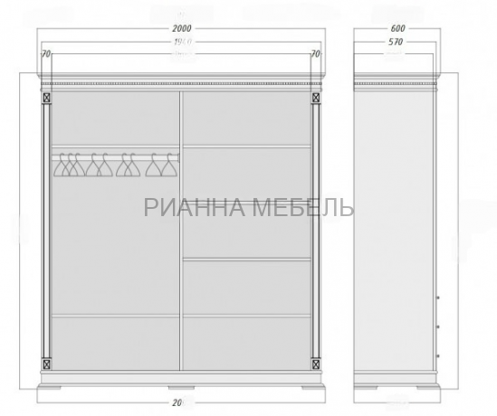 Шкаф 4 створчатый Верди 096 с зеркалом